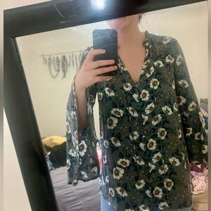 Free people floral tunic shirt with bell sleeves